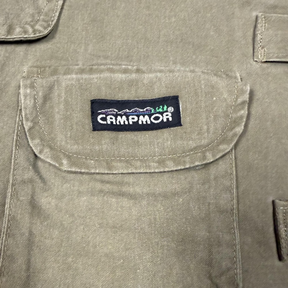 Campmor Vest Mens Large Green Cotton Utility Multi Pocket Outdoor Travel Hiking - Picture 2 of 9